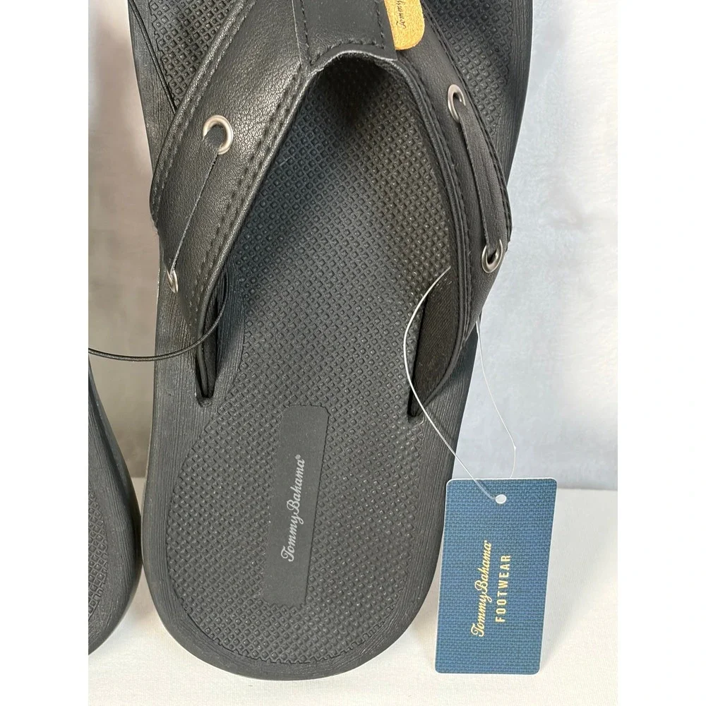 Tommy Bahama TBF Coast Men Black Flip Flop Sandals Size 8 NEW